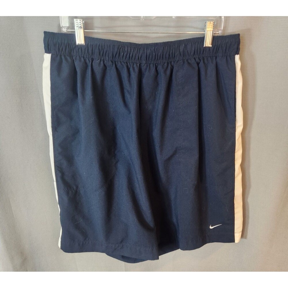 Nike Swim Trunks Board Shorts Mens 2XL Blue Mesh‎ Lining Swoosh Elastic Waist
